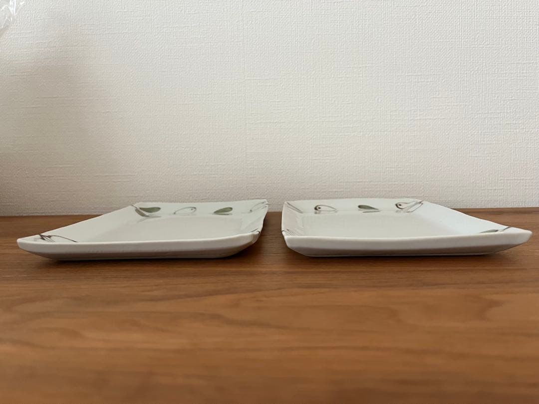 徳永遊心 色絵オリーブ 長角皿 2枚セット