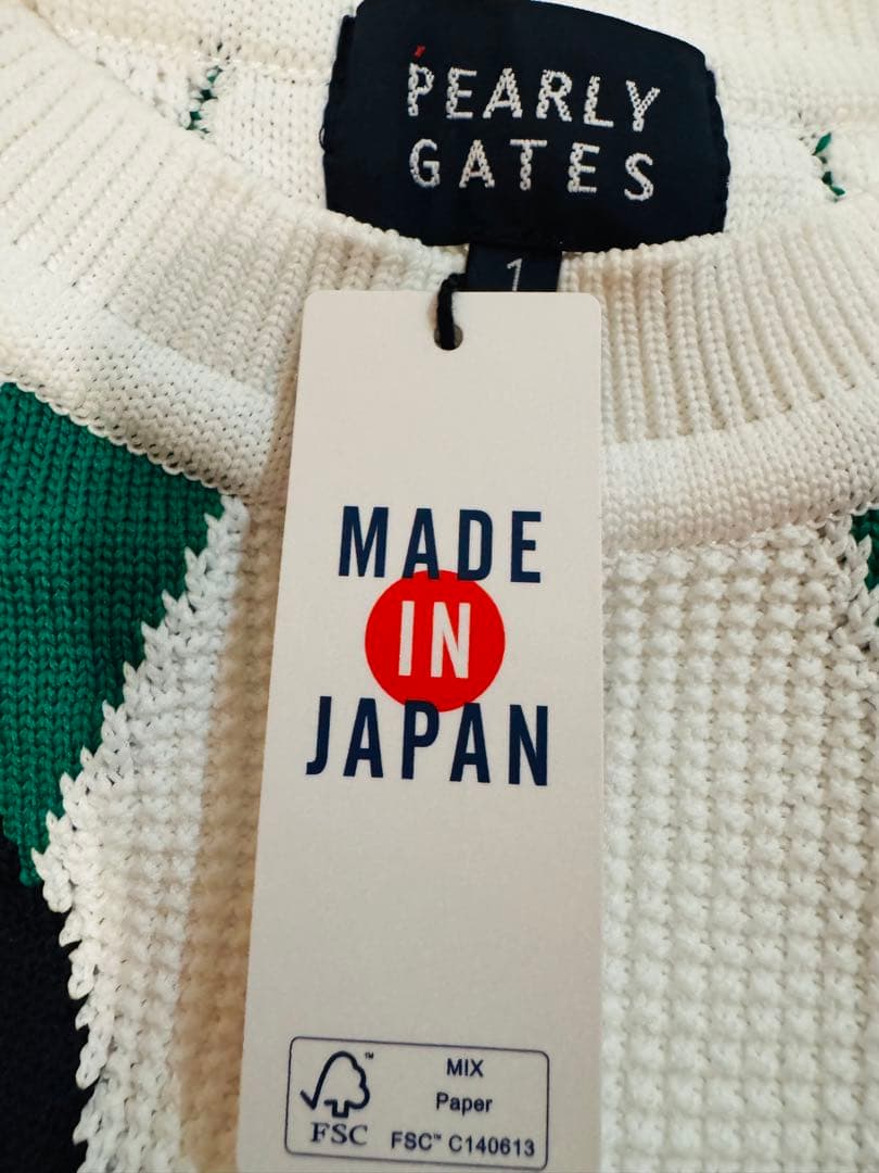 未使用タグ有りPEARLY GATES ダイヤモンドパターンセーター