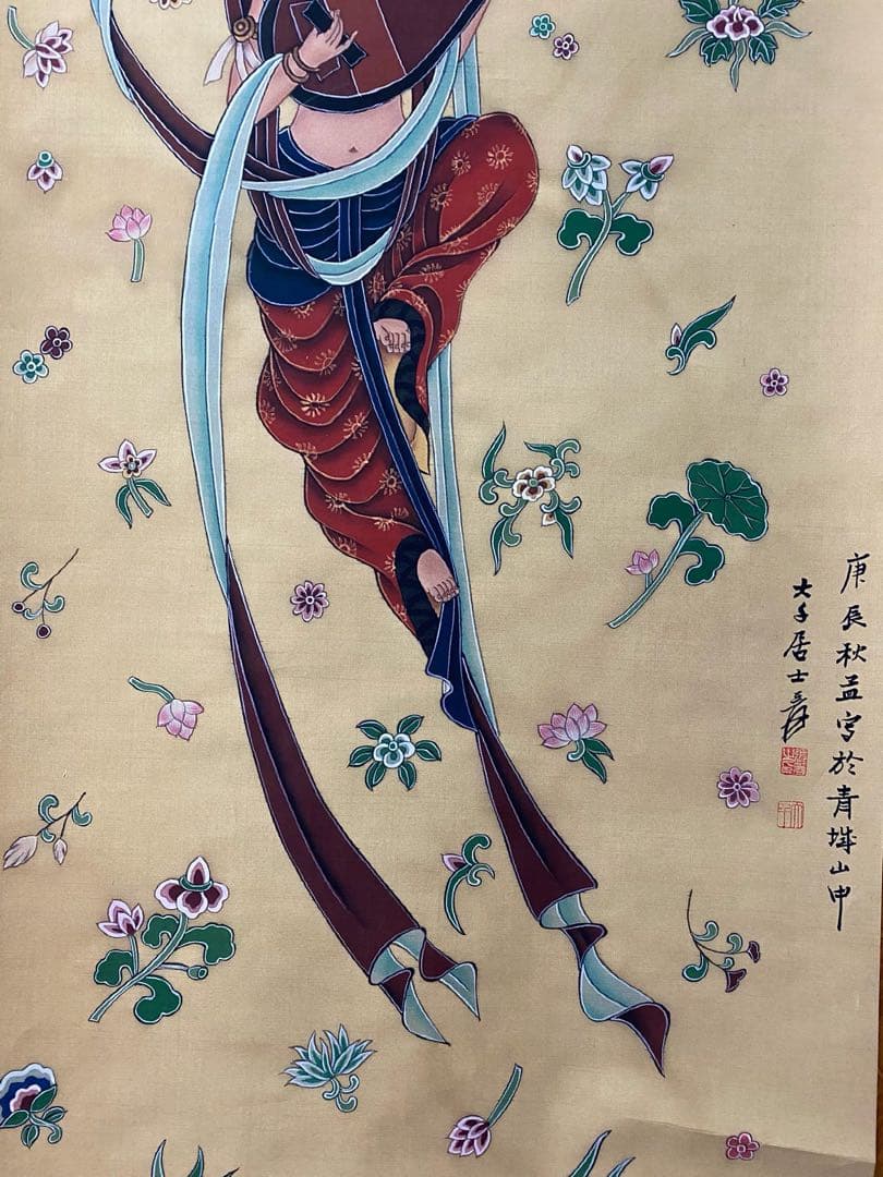 张大千 飞天仕女 中国画 掛け軸 水墨画 和室 玄関 茶室 壁掛け 美術品
