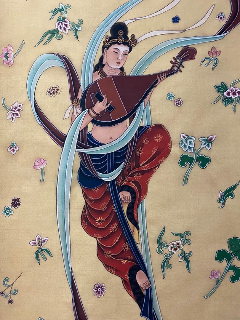 张大千 飞天仕女 中国画 掛け軸 水墨画 和室 玄関 茶室 壁掛け 美術品