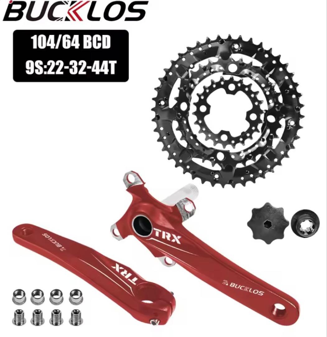 BUCKLOS TRX ロードバイク、MTBクランク/BBセット レッド