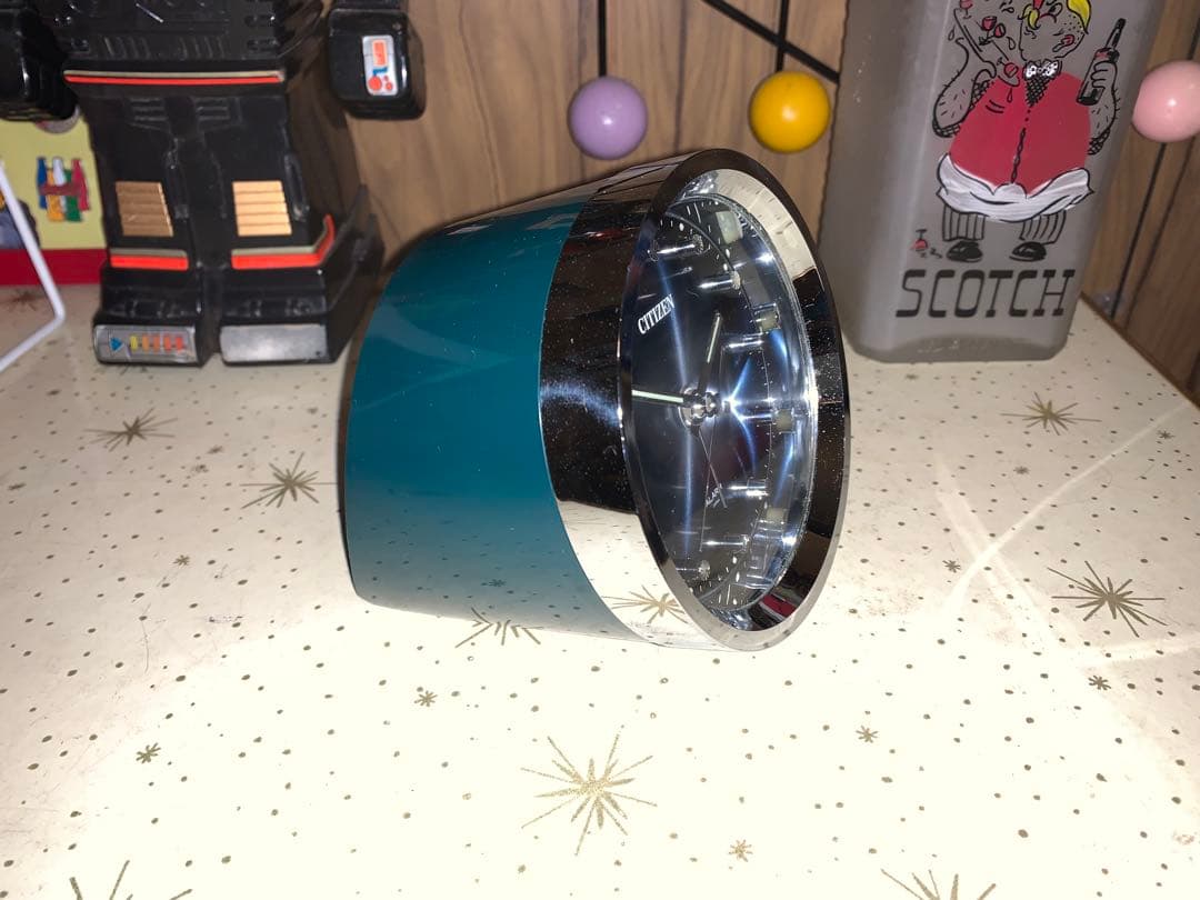 昭和レトロ　動作品　シチズン CITIZEN ゼンマイ　置時計　スペースエイジ