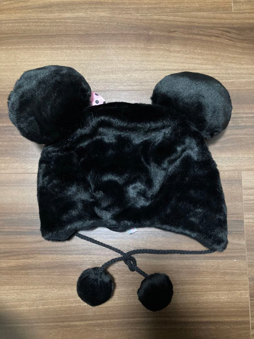 ディズニー　ミニーマウス　ファンキャップ　ブラック　ピンク　水玉リボン
