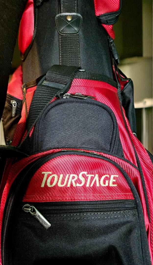 送料無料/美品　TOURSTAGE 軽量タイプキャディバッグ RED