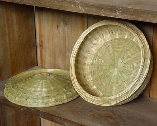 竹細工 しゅうのうかご   収納かご 蓋付竹カゴ 手作工芸品 新品