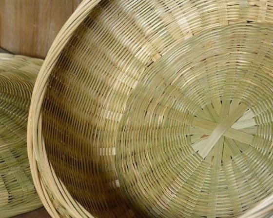 竹細工 しゅうのうかご   収納かご 蓋付竹カゴ 手作工芸品 新品
