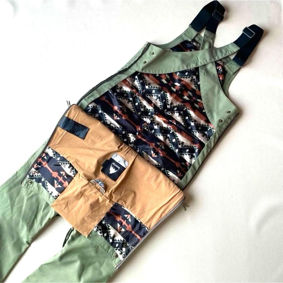 BURTON ビブパンツ S カーキ スノーボード Zealous