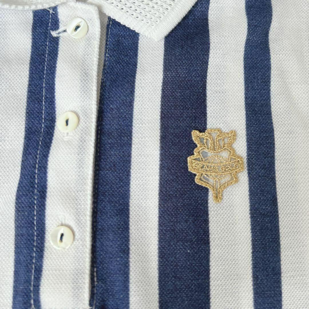 BEAMS GOLF 定価1.5万 ノースリーブ ポロシャツ ストライプ 刺繍