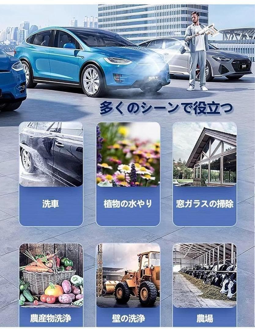 新品　高圧洗浄機　コードレス　充電式　持ち運び便利　キャンプ用品　軽量　強力