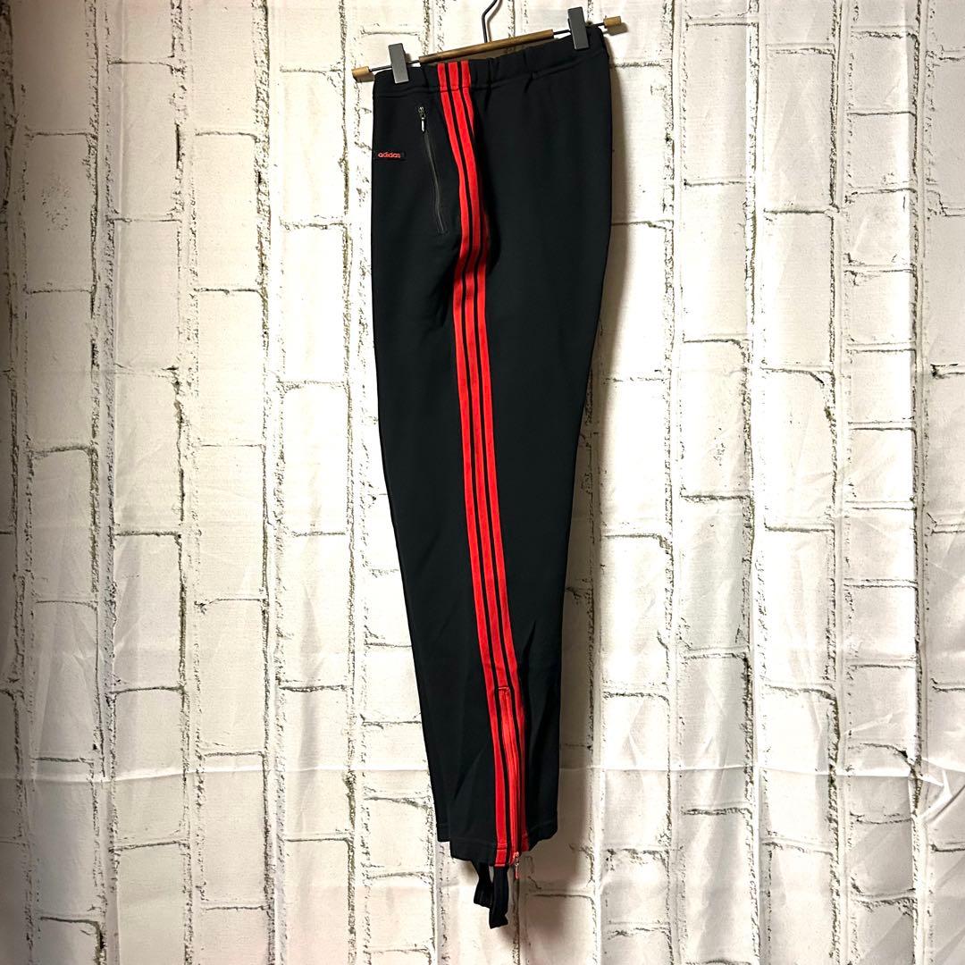 adidas アディダス 70s ヴィンテージ ジャージ トラックパンツ 黒赤
