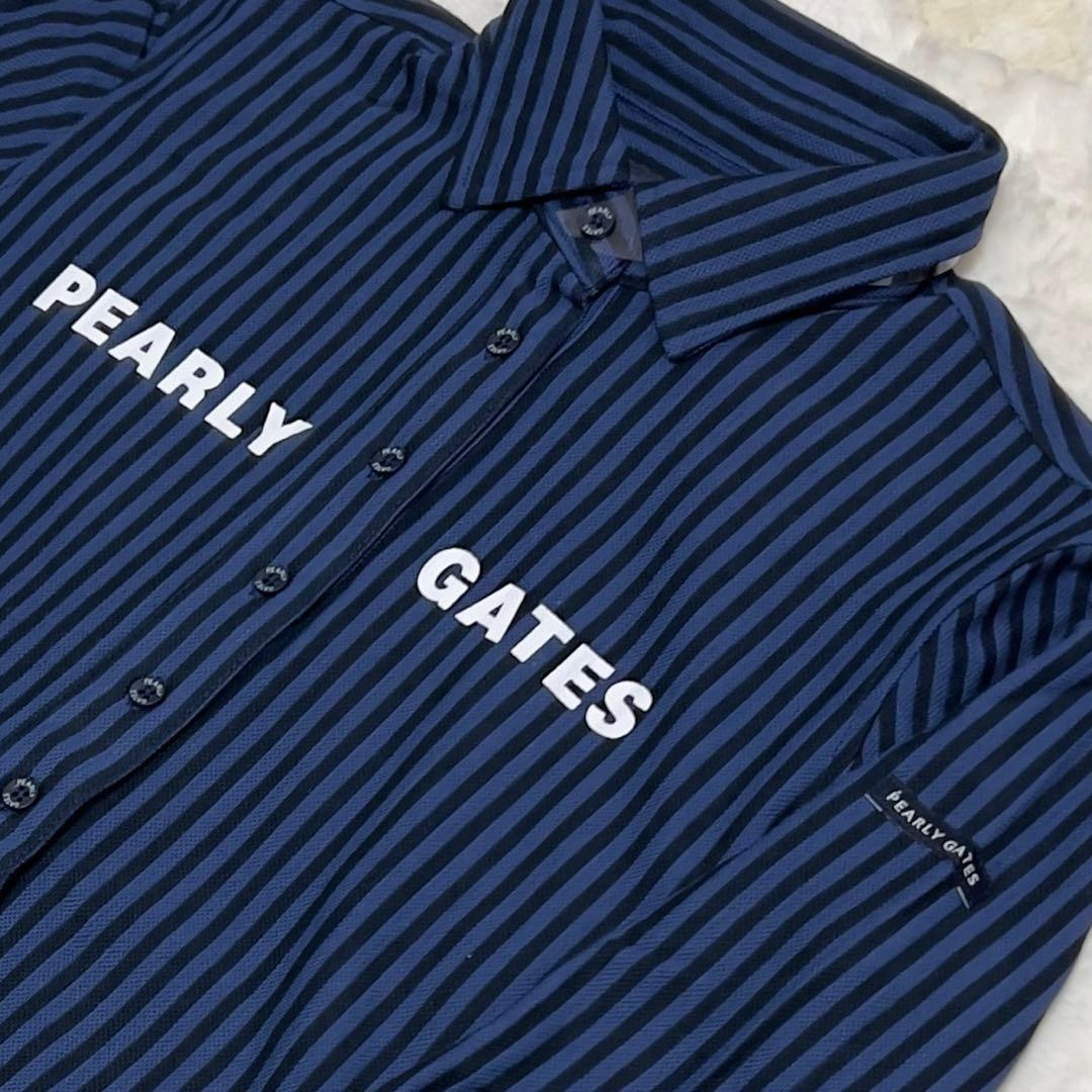 PEARLYGATES 未使用品 長袖ポロシャツ 紺 ネイビー ストライプ