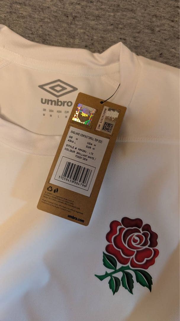 新品　umbro ラグビー コンタクトドリルトップ L ホワイト