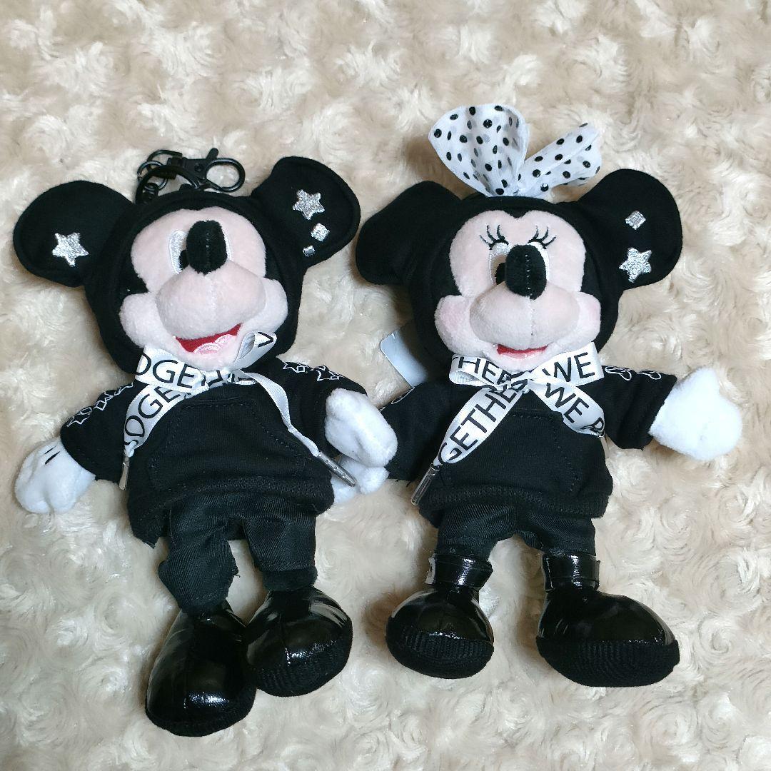ディズニーストア ぬいぐるみキーチェーンblack style ミッキー ミニー