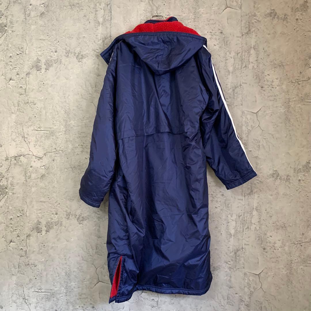 adidas ネイビー ベンチコート フード付き