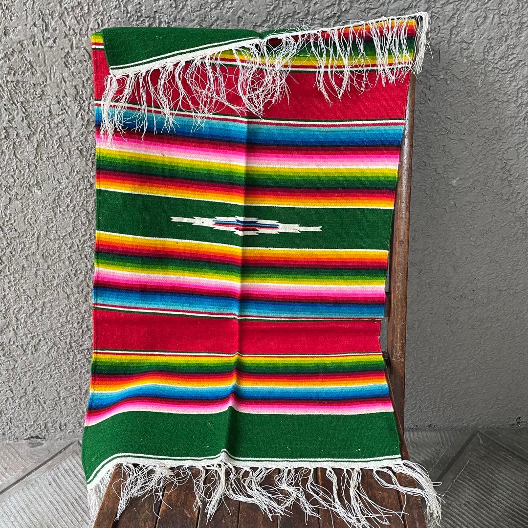 希少美品！70's〜メキシカンラグ　サラぺ　ヴィンテージ雑貨/プエブロオルテガ