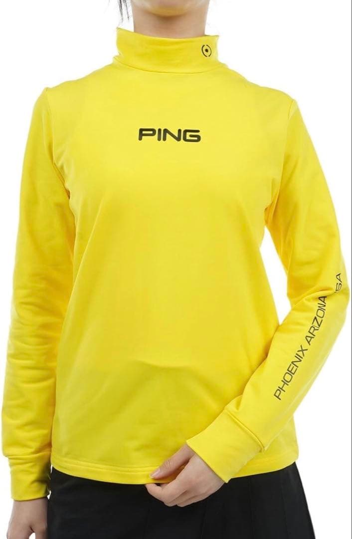M ☆新品☆ PING エアーフレイクハイネックシャツ レディース　イエロー