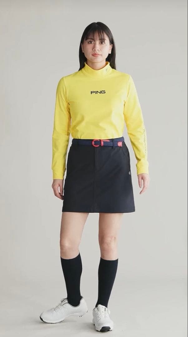 M ☆新品☆ PING エアーフレイクハイネックシャツ レディース　イエロー