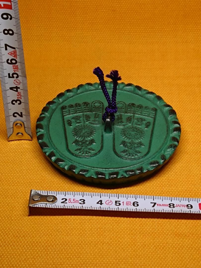 仏教美術　仏足石印　金属　オブジェ　置物　インテリア　工芸品　美術品　A1210