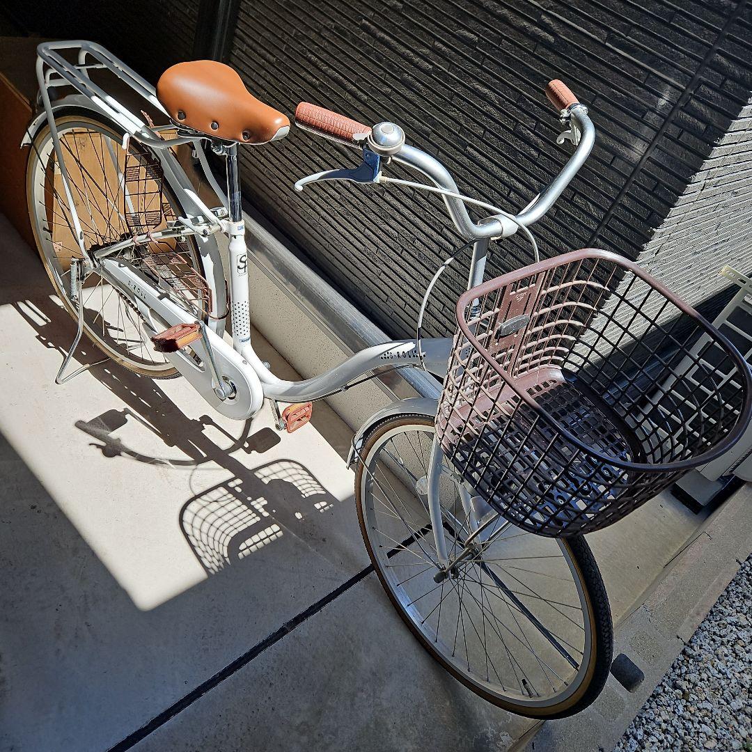 りんご品　引き取り限定 美品 自転車 シティサイクル 白 ホワイト