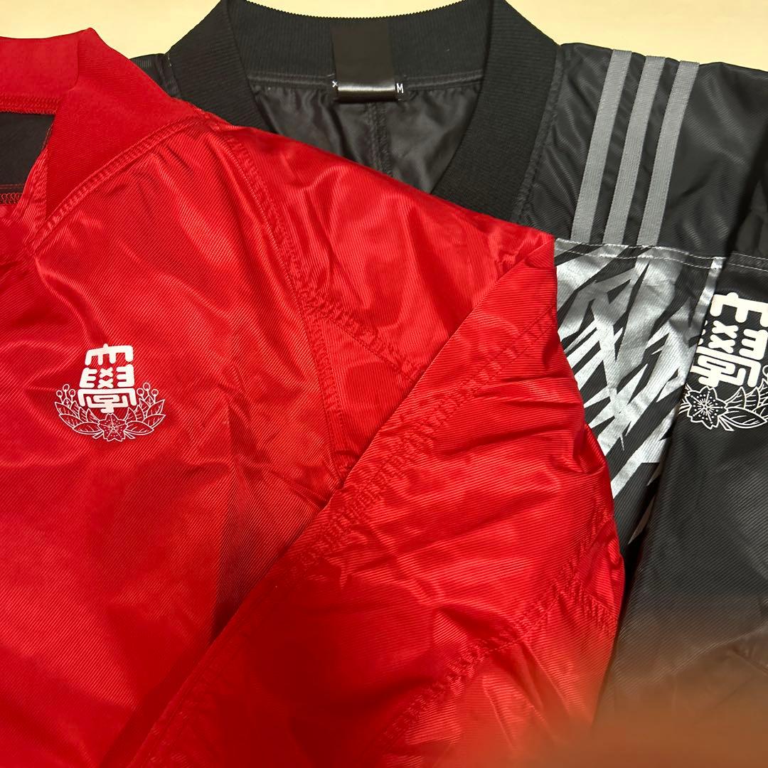 2枚セット 日本大学 ラグビー部　adidas 赤 ウォームアップウェア