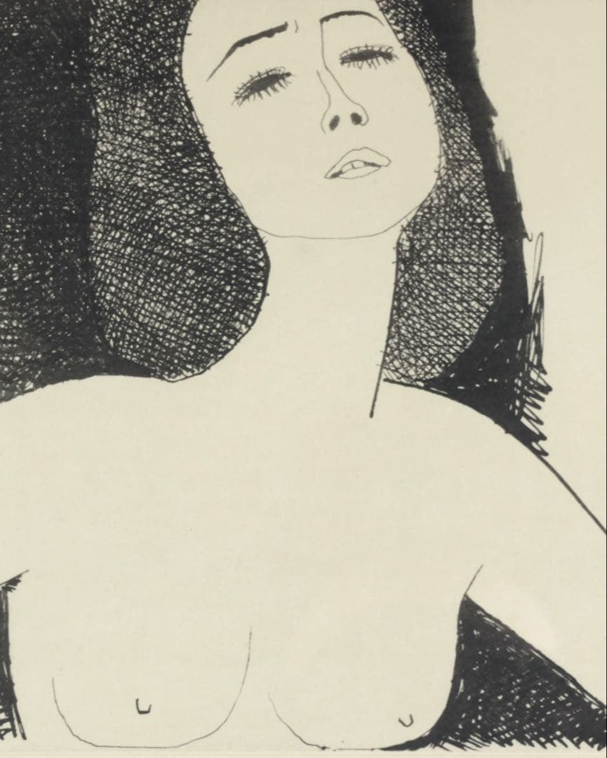風間完 リトグラフ 女性像 直筆サイン 54/100 額装 美人画 版画 美術品