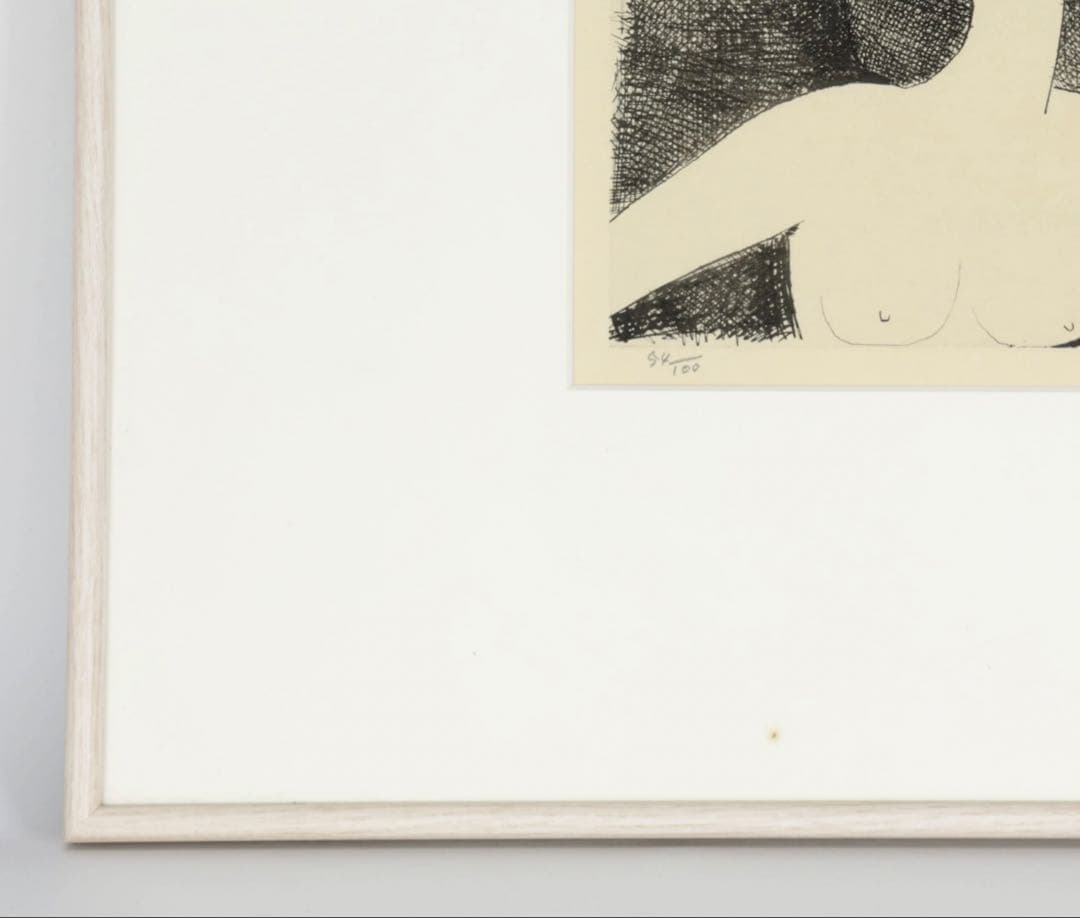 風間完 リトグラフ 女性像 直筆サイン 54/100 額装 美人画 版画 美術品
