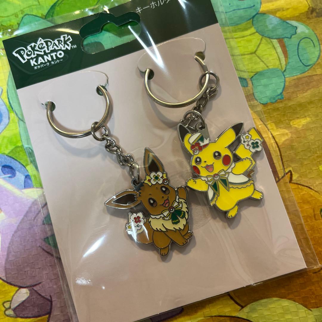 【限定】ポケパーク　カントー　ピンバッジ　キーホルダーセット