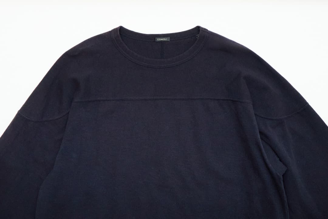 COMOLI 23SS フットボールTシャツ ネイビー サイズ2 コモリ
