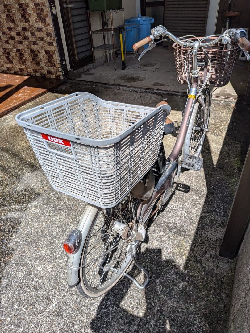 電動アシスト自転車 ブラウン 前後バスケット付き