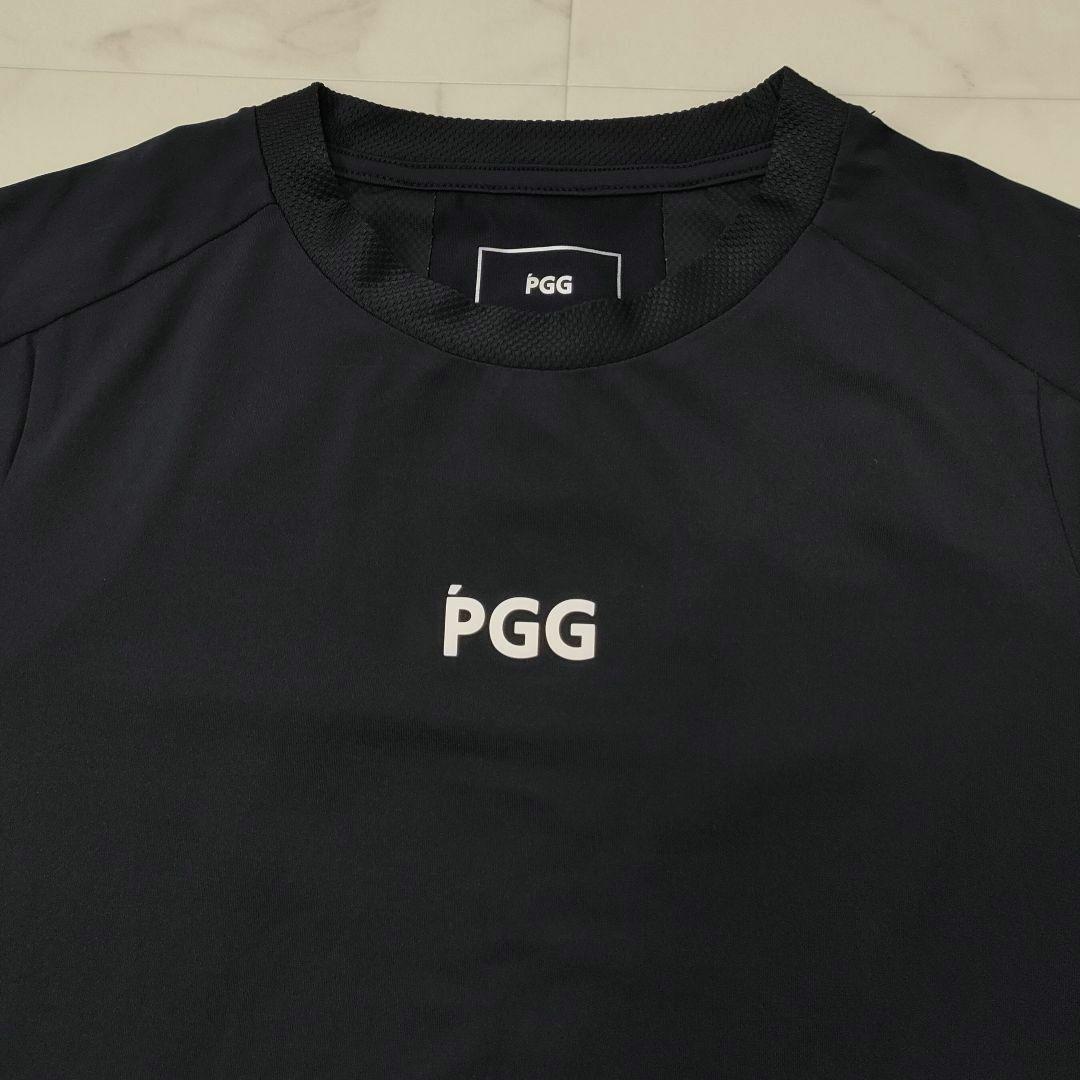 PGG　パーリーゲイツ　半袖シャツ　ストレッチ　肩周メッシュ　ネイビー　サイズ0