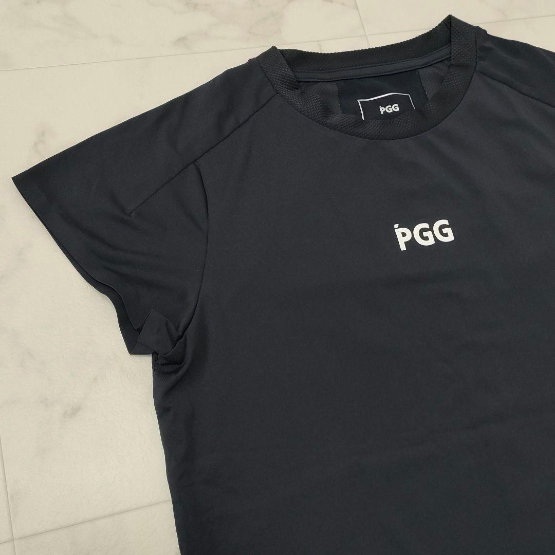 PGG　パーリーゲイツ　半袖シャツ　ストレッチ　肩周メッシュ　ネイビー　サイズ0