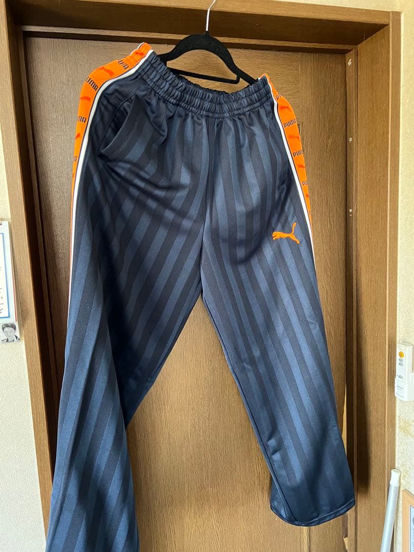 PUMA ストライプジャケット S-M パンツM 上下セット ネイビー/オレンジ
