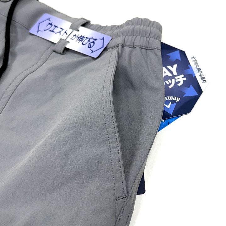 新品 キャロウェイ 8WAYストレッチ シワナイロン 撥水 パンツ 灰 L