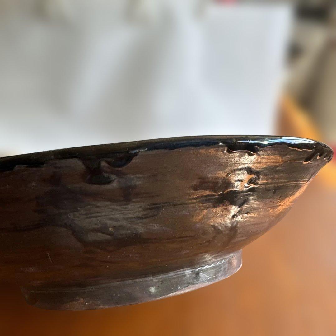 壺屋焼.小橋川永弘.緑釉.唐草.掻き落とし.大皿.希少品.未使用品.銘あり