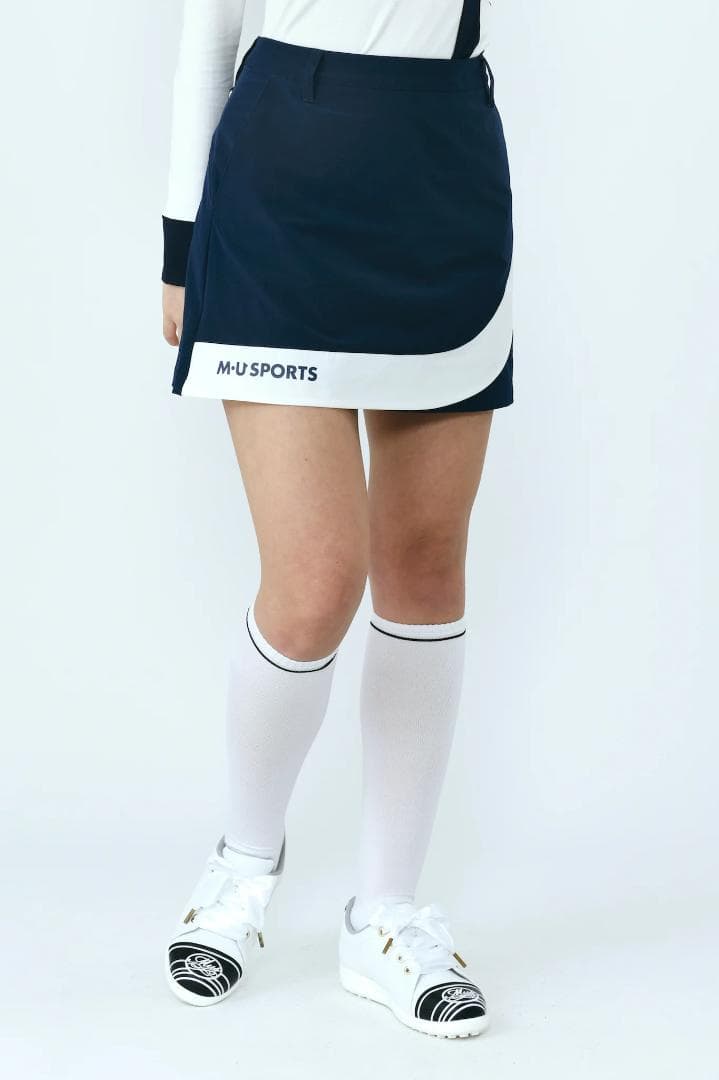 エムユースポーツ(M・U SPORTS) バイカラーラップ風スカート NVY40