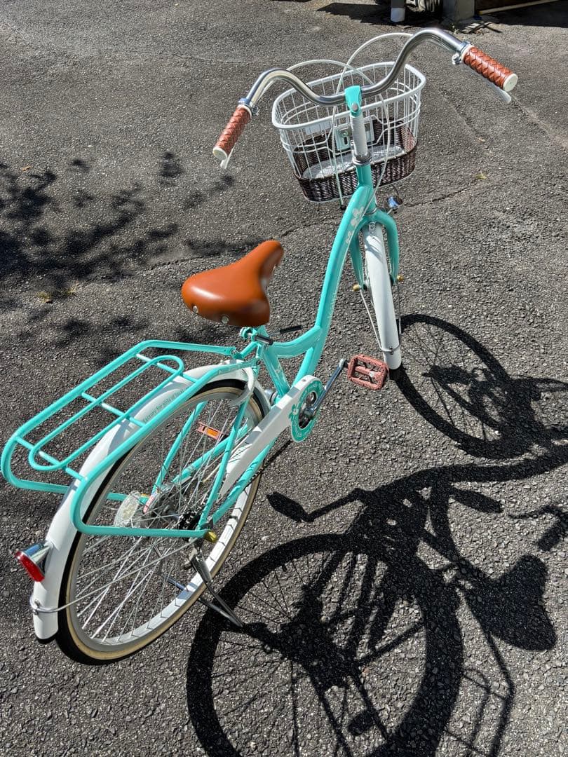 子供用自転車 24インチミントグリーン 前カゴ付き