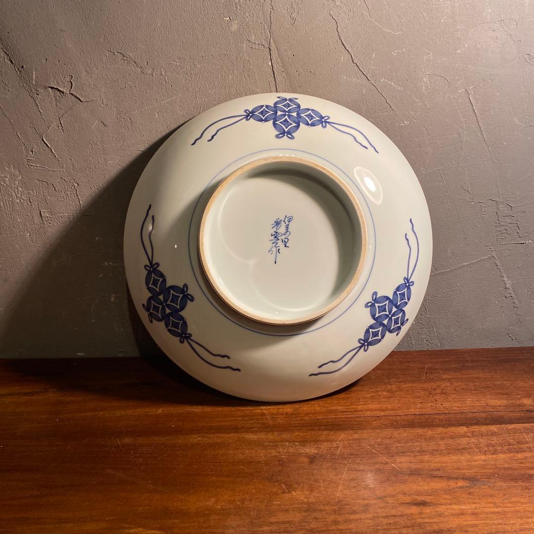 伊万里焼 色鍋島高台皿 船津彩雲 31cm大皿 共箱付き 古伊万里 骨董品 桜文
