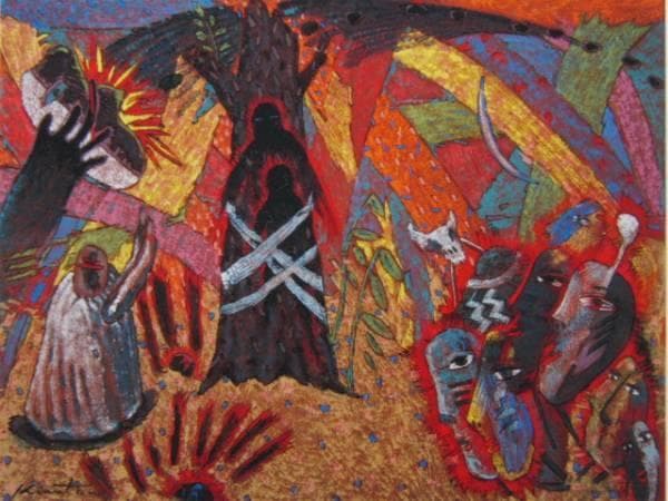 絹谷幸二、木霊（こだま）、希少画集画、新品額装付、状態良好
