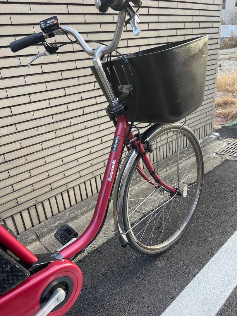 16Ahパナソニック電動アシスト自転車赤いシティタイプ