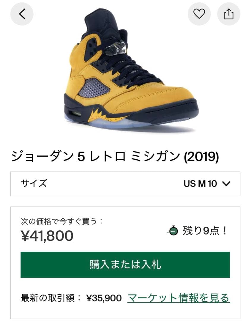 Jordan Air Jordan 5 レトロ　ミシガン