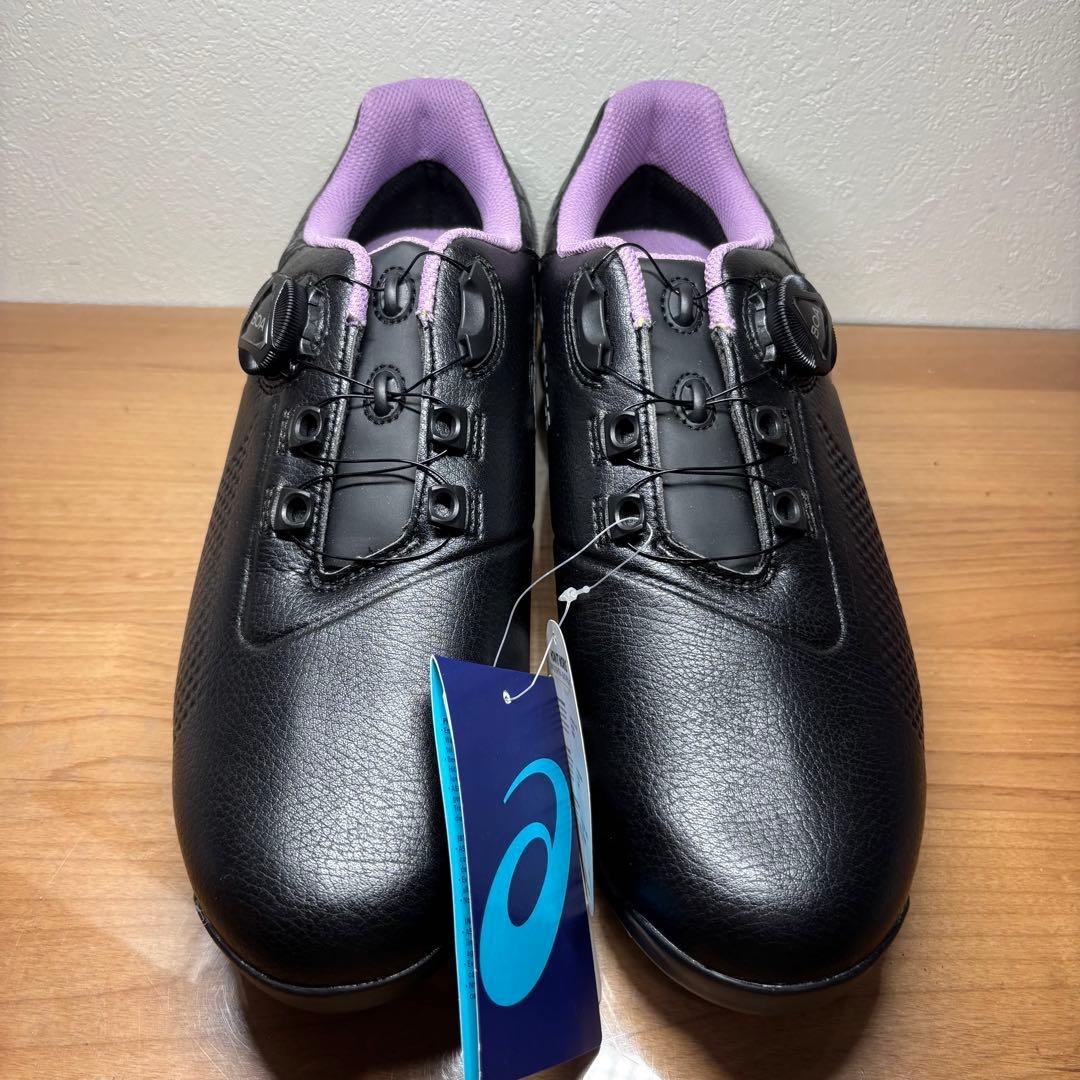 【新品】asics ゴルフシューズ　ボア　ブラック　25.5