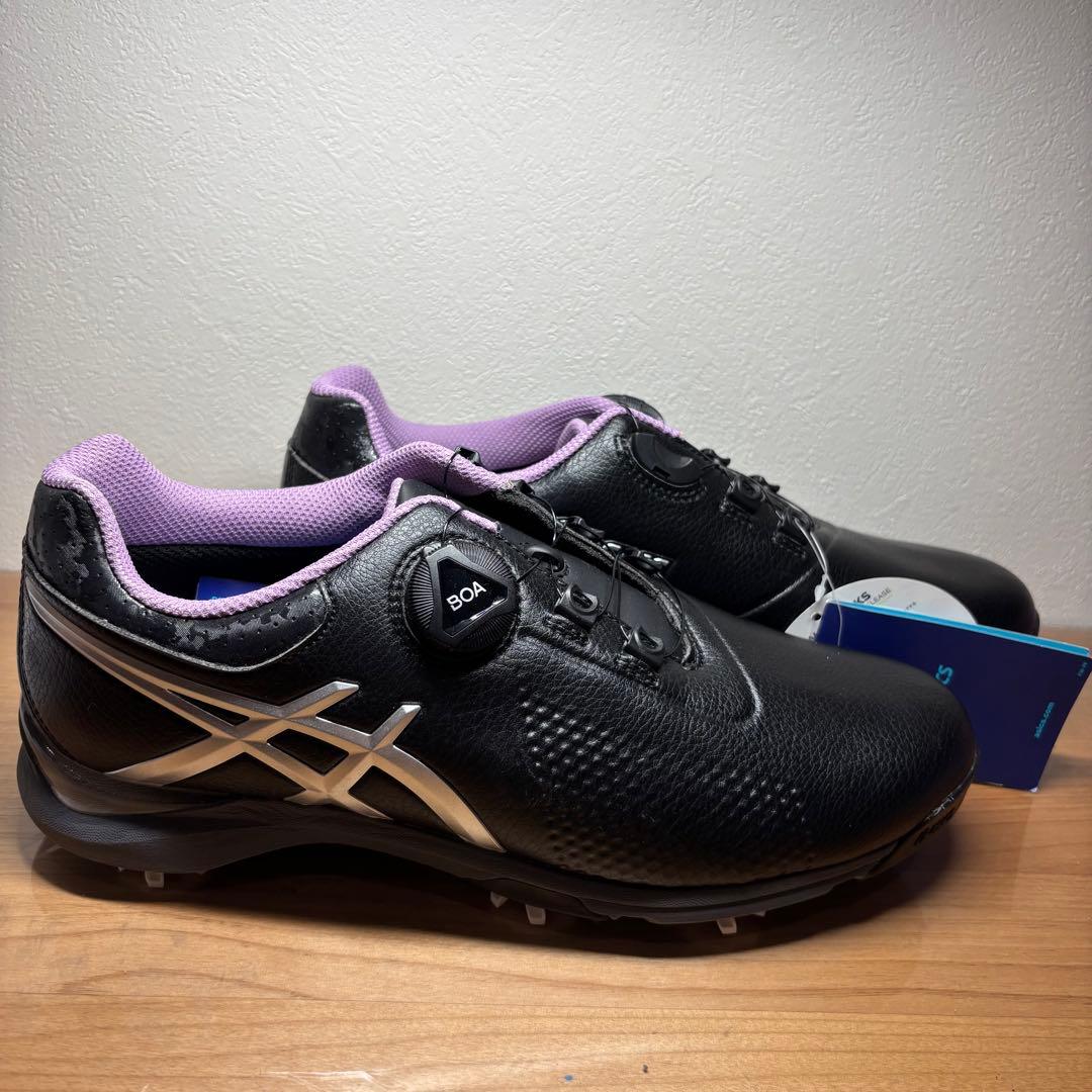 【新品】asics ゴルフシューズ　ボア　ブラック　25.5