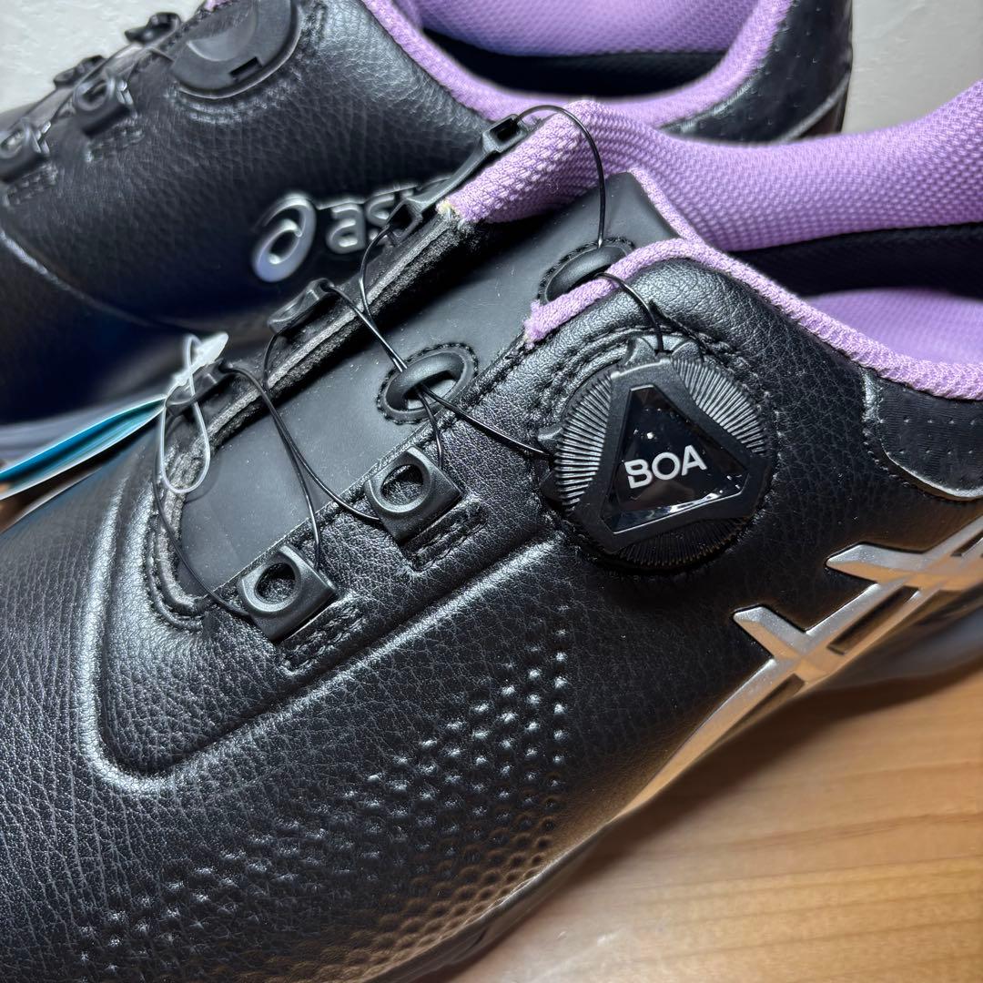 【新品】asics ゴルフシューズ　ボア　ブラック　25.5