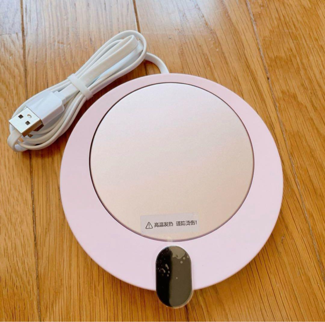 送料無料　マグカップヒーター スマートホーム USB ピンク　卓上ヒーター