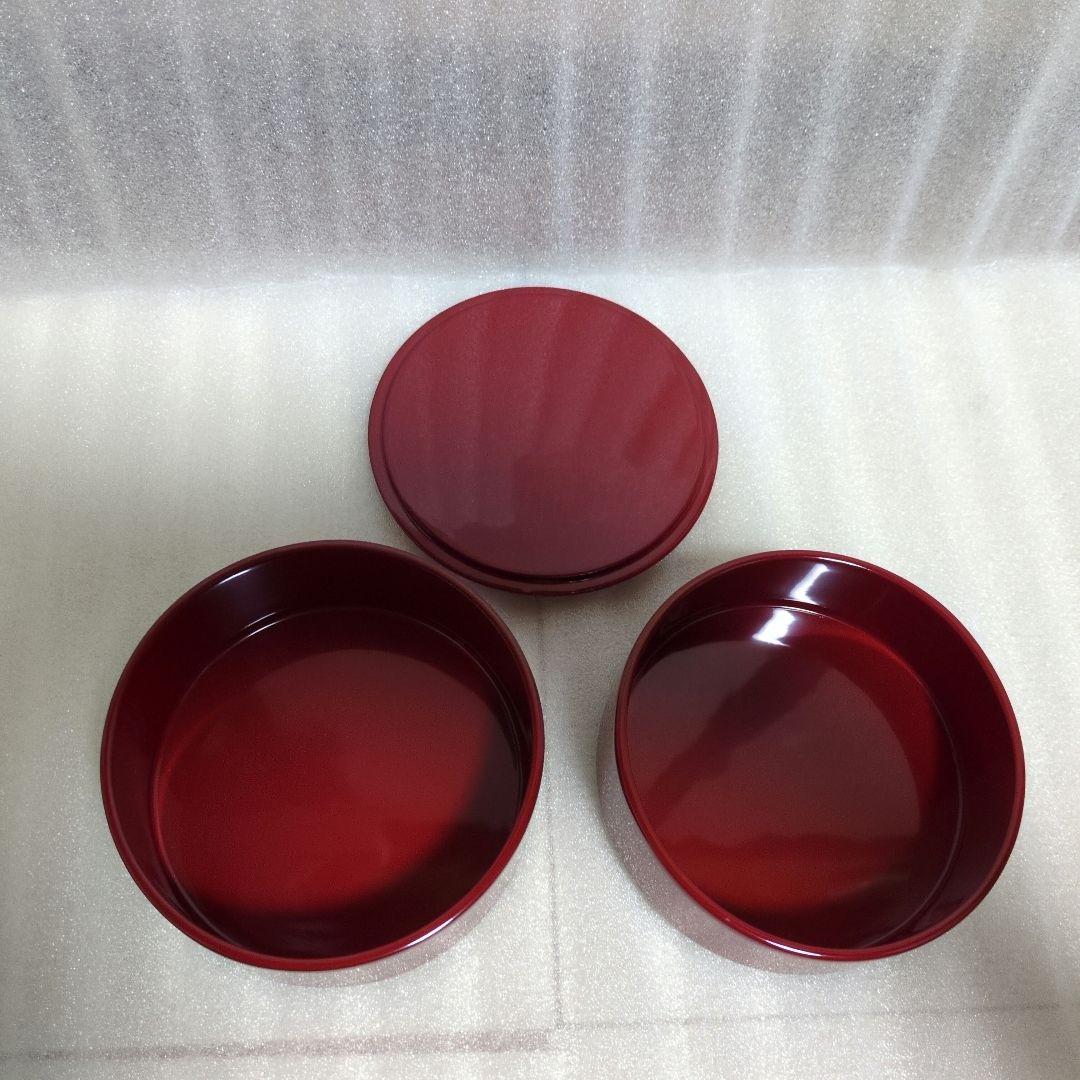 【川連漆器】二段丸重箱（袋付き）