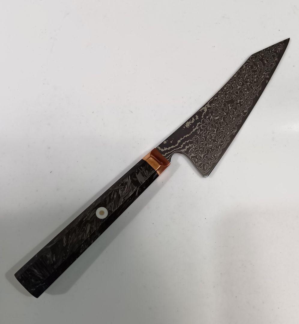V金10号 ダマスカス67層 黒染め 切付型 ペティナイフ 14cm 包丁