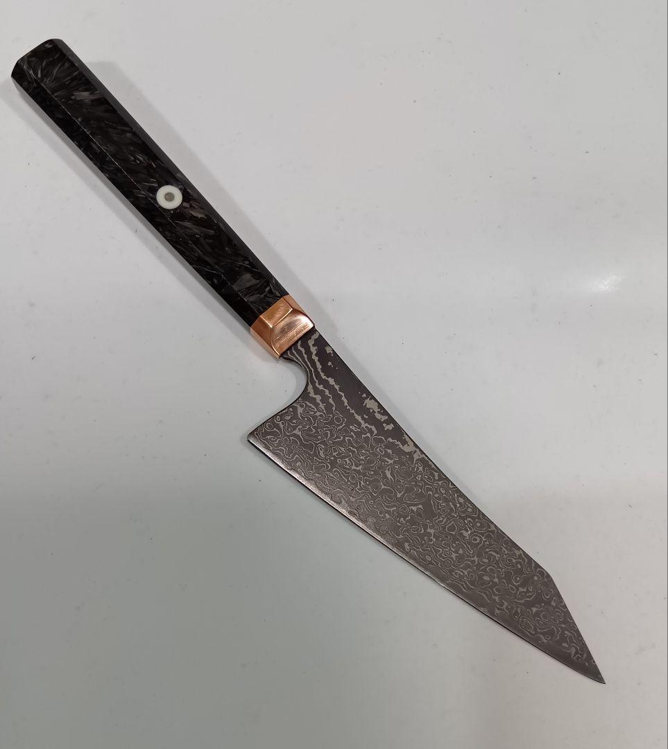 V金10号 ダマスカス67層 黒染め 切付型 ペティナイフ 14cm 包丁