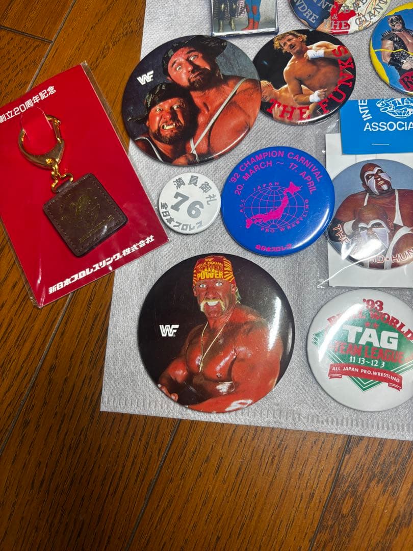 90s プロレス 缶バッジ WWF スタンプ 全日本 SWS 大量セット