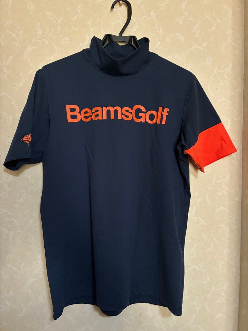 BeamsGolf ビームスゴルフ 半袖ハイネックシャツ ネイビー/オレンジ
