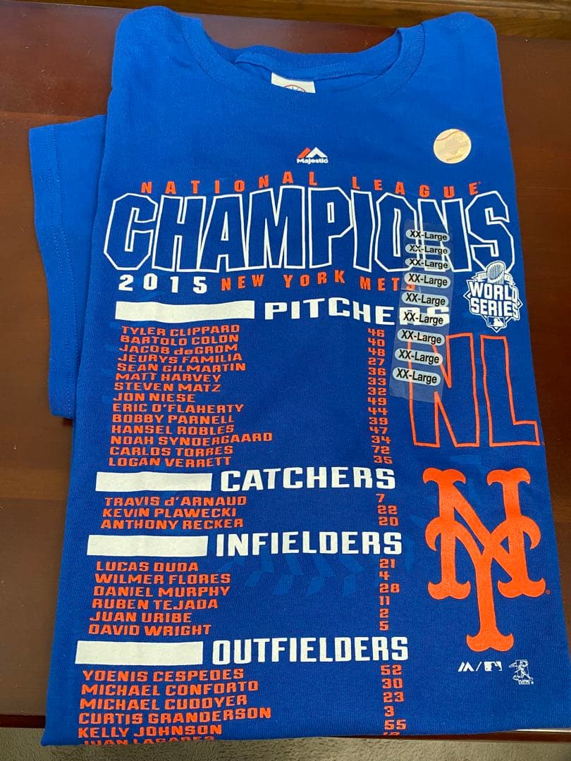 2015年ナショナルリーグ　チャンピオン　　ニューヨークメッツ公式Tシャツ